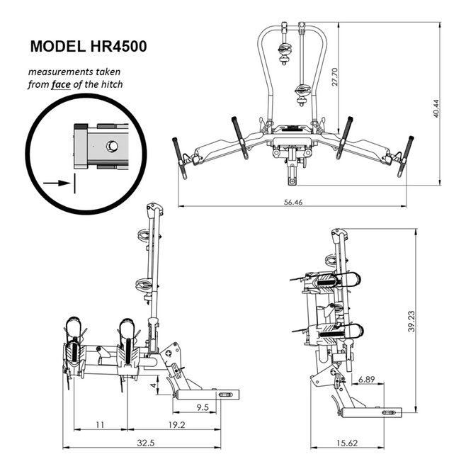 HR4500 Destination E for Electric Bikes with Ramp, Ebike Ramp Rack for 2 Bikes